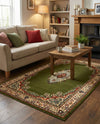 Tabriz Tapestry Collection Area Rug - Azerbaijan (Green) Rectangle Green  lifestyle 22