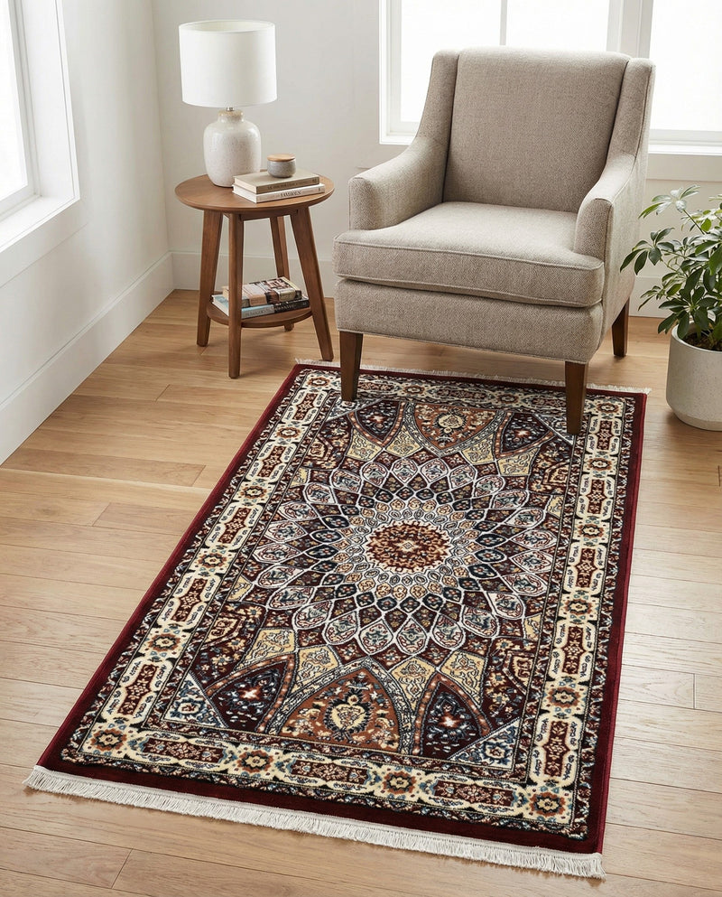 Persian Elegance Collection Area Rug -  Hamedan (Burgundy) Rectangle Burgundy  lifestyle 10