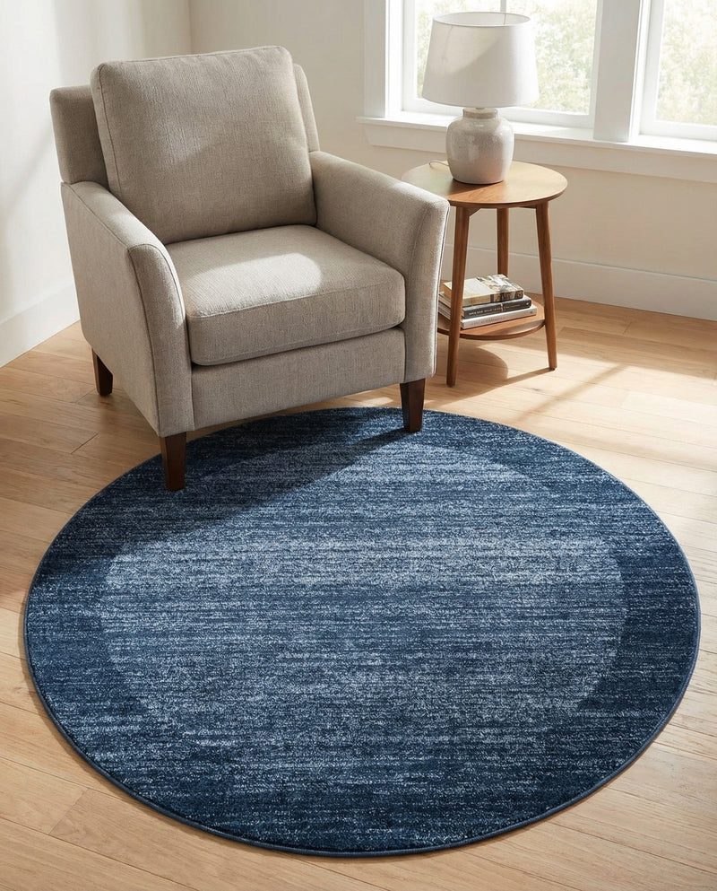 Studio Haven Collection Area Rug -  Conservatory (Navy Blue) Round Navy Blue  lifestyle 50