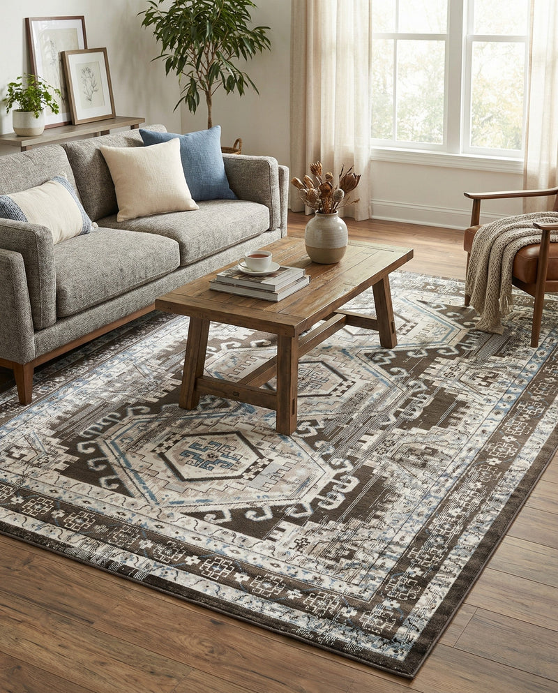 Savannah Elegance Collection Area Rug -  Tybee (Gray) Rectangle Gray  lifestyle 5