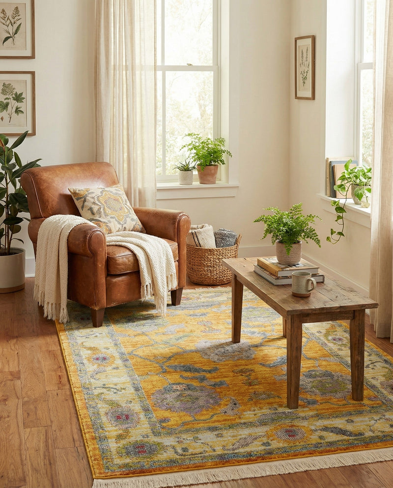 Arcadia Rugs Collection Area Rug - Eden (Yellow) Rectangle Yellow  lifestyle 31