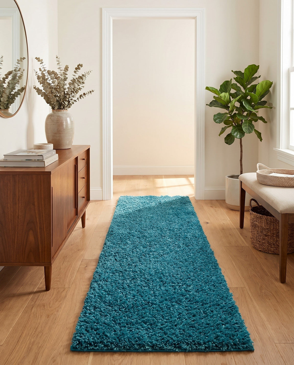 Plush Oasis Collection Area Rug - Serenity (Deep Aqua Blue) Runner Deep Aqua Blue  lifestyle 105