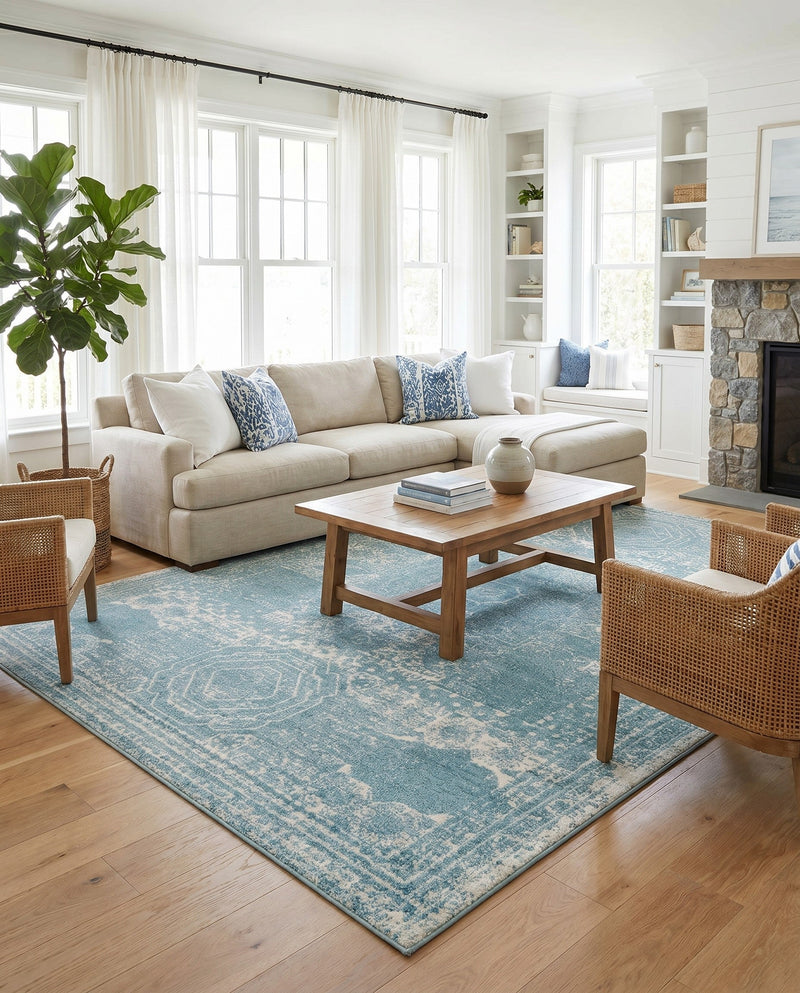 Dover Terrace Collection Area Rug -  Lagoon (Aqua) Rectangle Aqua  lifestyle 5