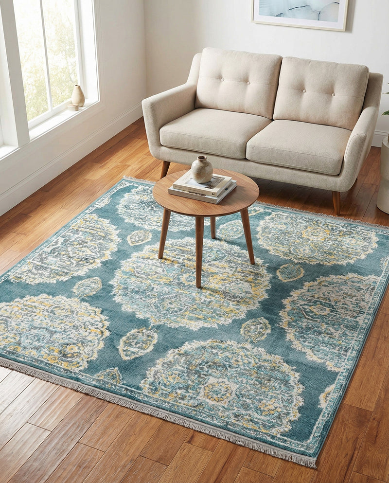 Arcadia Rugs Collection Area Rug -  Atlantis (Gray and Blue) Square Gray and Blue  lifestyle 61
