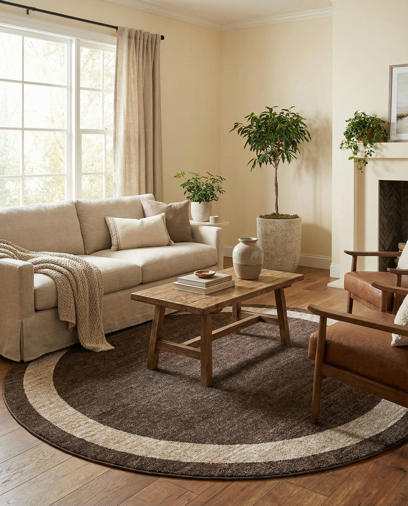 Studio Haven Collection Area Rug -  Alcove (Brown) Round Brown  lifestyle 27