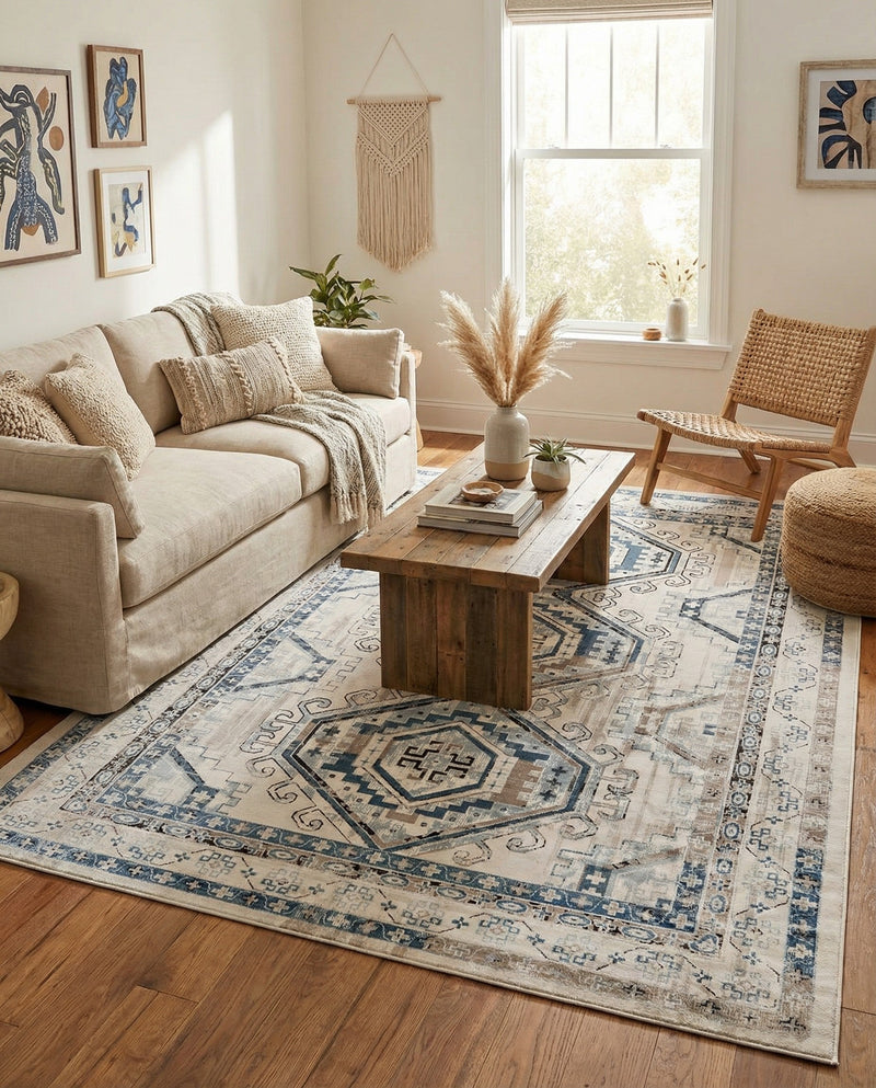 Savannah Elegance Collection Area Rug -  Tybee (Gray Blue) Rectangle Gray Blue  lifestyle 5