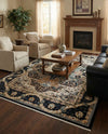 Persian Elegance Collection Area Rug -  Shiraz Rectangle Navy Blue  lifestyle 25