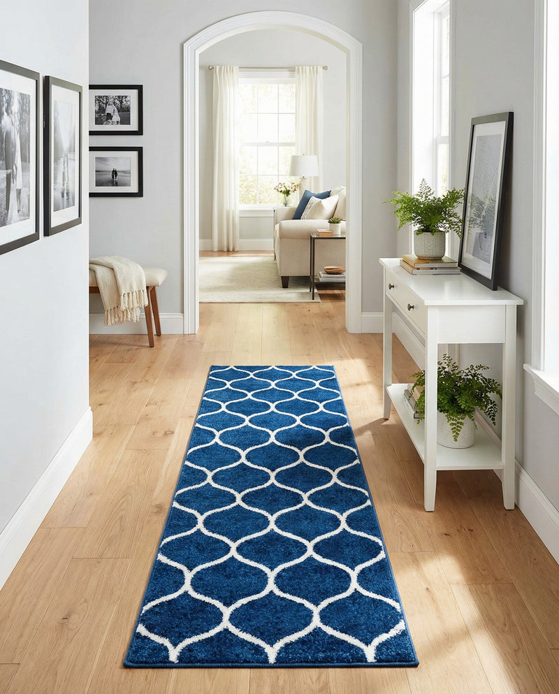 Trellis Mosaic Collection Area Rug -  Pergolatown (Navy Blue) Runner Navy Blue  lifestyle 60