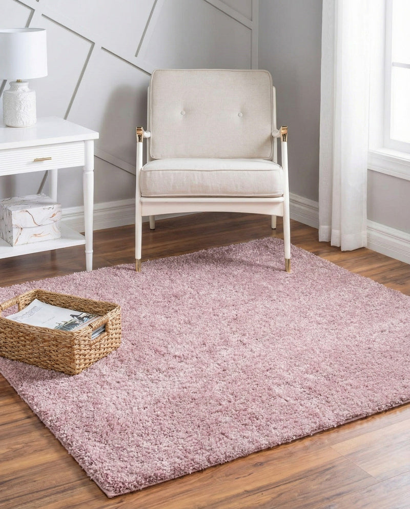 Cozy Comfort Shag Collection Area Rug - Haven (Pink) Square Pink  lifestyle 30