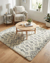 Berber Lattice Shag Collection Area Rug - Atlas (Ivory) Square Ivory  lifestyle 39