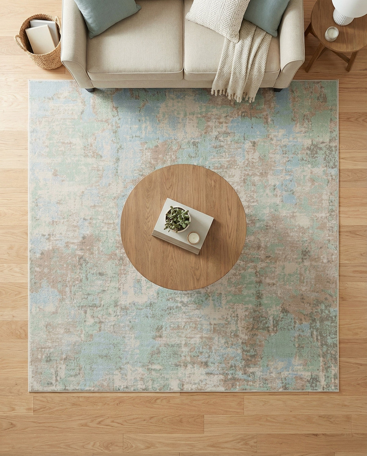 Lagoon Oasis Collection Area Rug -  Seagrass Square Teal  lifestyle 118