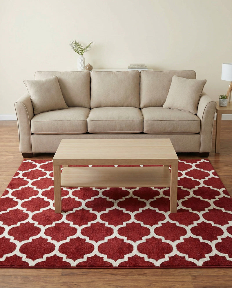 Lattice Gardens Collection Area Rug -  Bloomfield (Dark Terracotta) Square Dark Terracotta  lifestyle 68