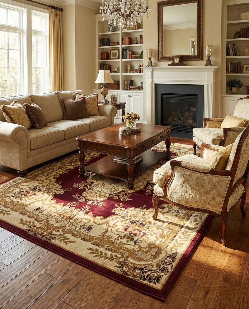 Versailles Elegance Collection Area Rug -  Vincennes Rectangle Red  lifestyle 46