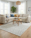 Mediterranean Lattice Collection Area Rug - Santorini (Ivory and Gray) Rectangle Ivory and Gray  lifestyle 16