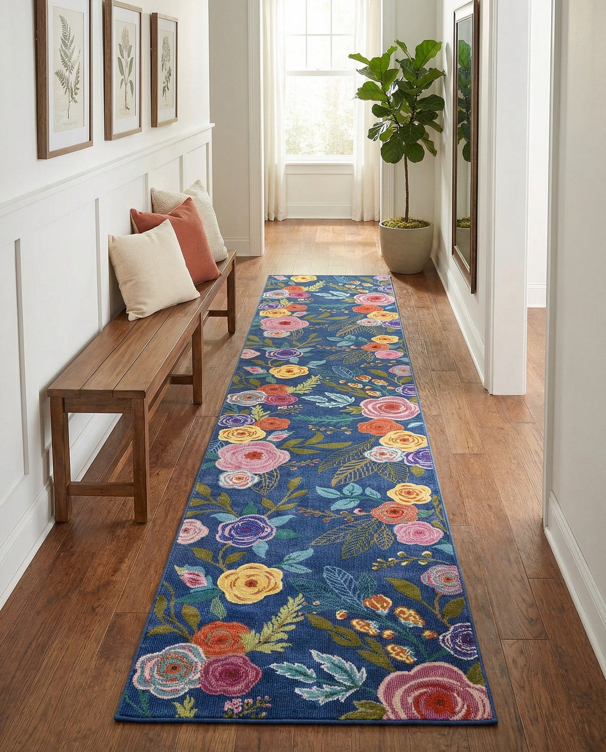 Meadow Breeze Collection Area Rug -  Petal Runner Blue  lifestyle 146