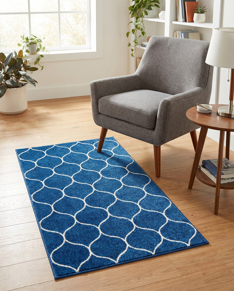 Trellis Mosaic Collection Area Rug -  Pergolatown (Navy Blue) Rectangle Navy Blue  lifestyle 15