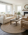 Woven Seaside Jute Collection Area Rug - Savannah (Gray) Oval Gray  lifestyle 58