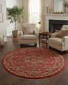 Persian Elegance Collection Area Rug -  Khorasan Round Red  lifestyle 29