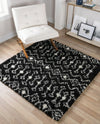 Berber Lattice Shag Collection Area Rug - Atlas (Black and White) Square Black and White  lifestyle 38