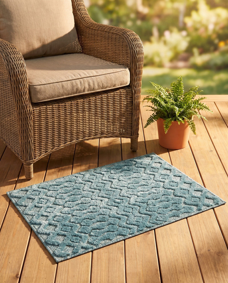 Garden Lattice Charm Collection Area Rug -  Pergola (Aqua) Rectangle Aqua  lifestyle 18