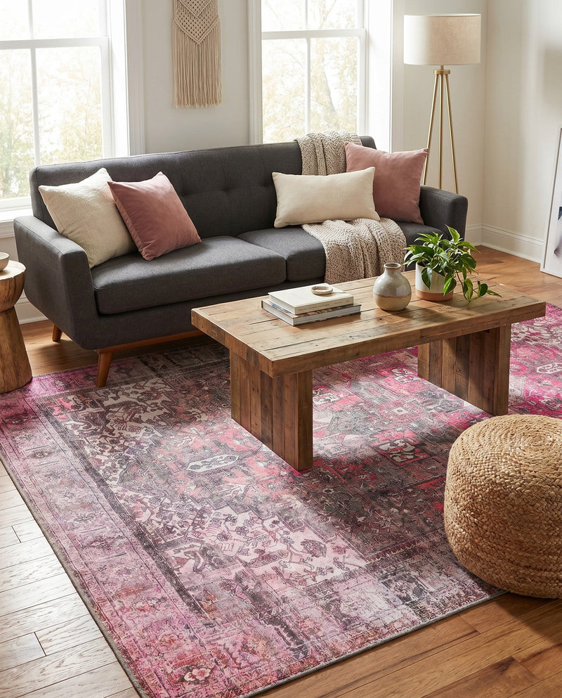 Heritage Elegance Collection Area Rug -  Windsor (Pink) Rectangle Pink  lifestyle 9