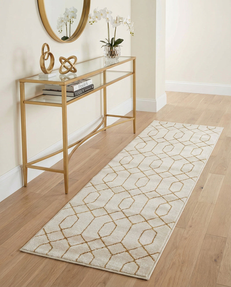Hollywood Luxe Collection Area Rug - Sunset (White Gold) Runner White Gold  lifestyle 44