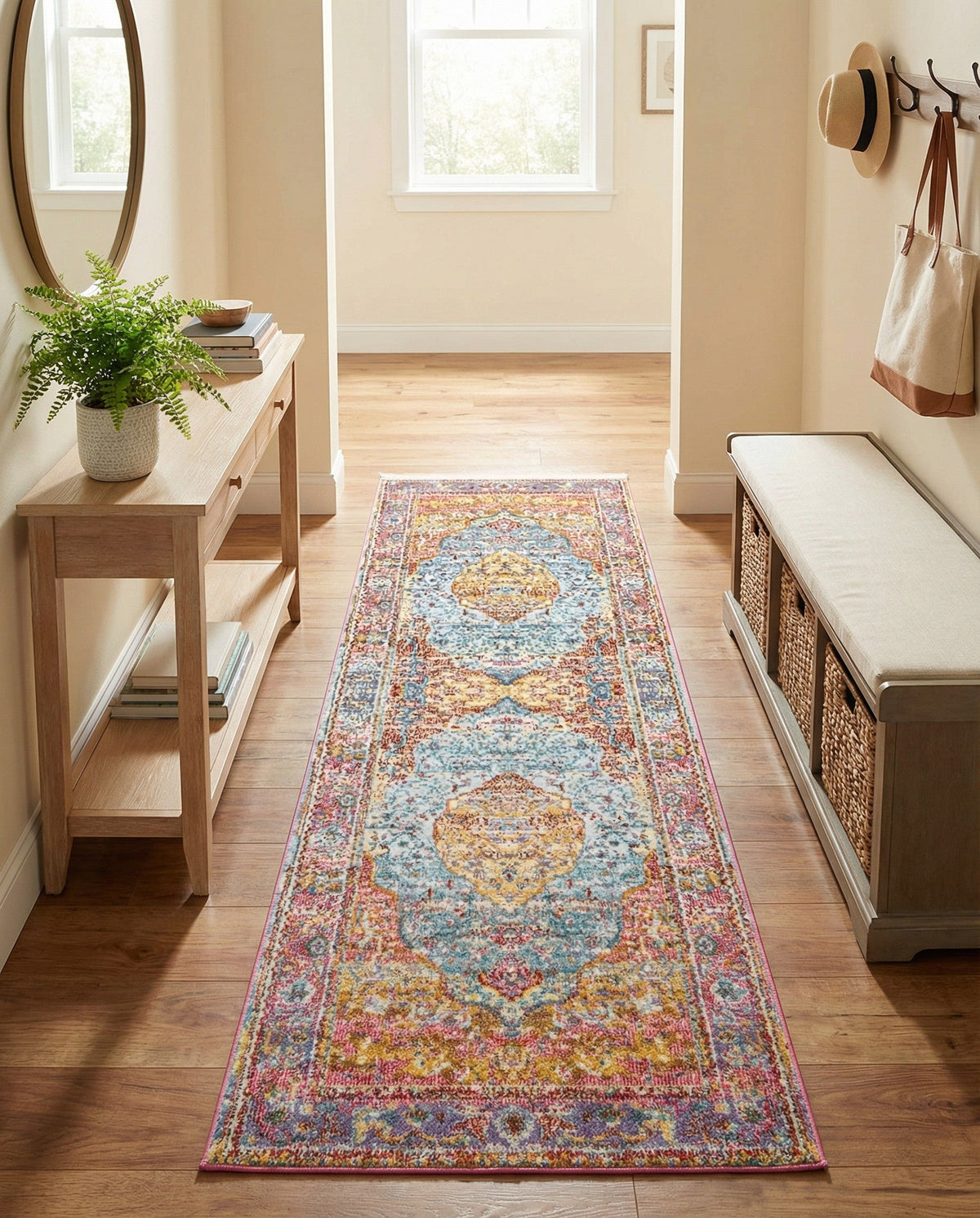 Caribbean Breeze Collection Area Rug -  Vieques Runner Light Blue  lifestyle 203
