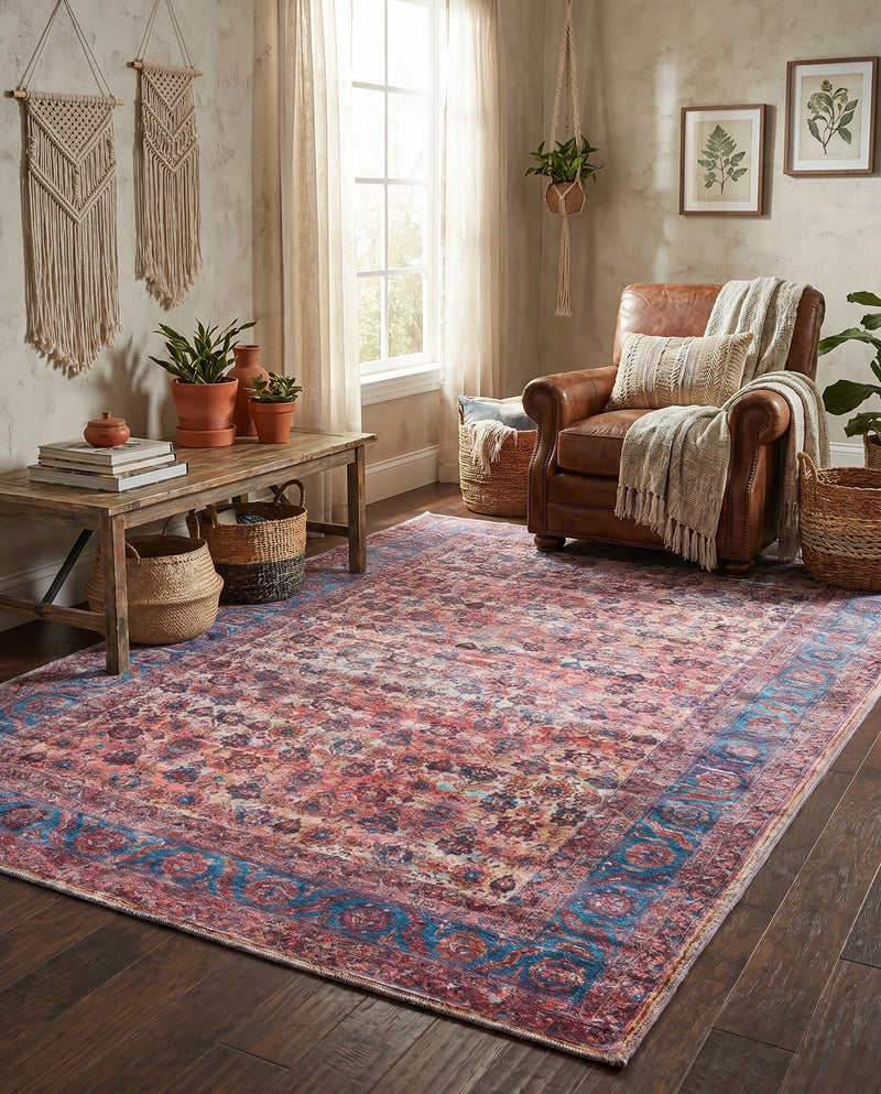 Zahara Oasis Collection Area Rug -  Meknes Rectangle Antique Pink  lifestyle 27