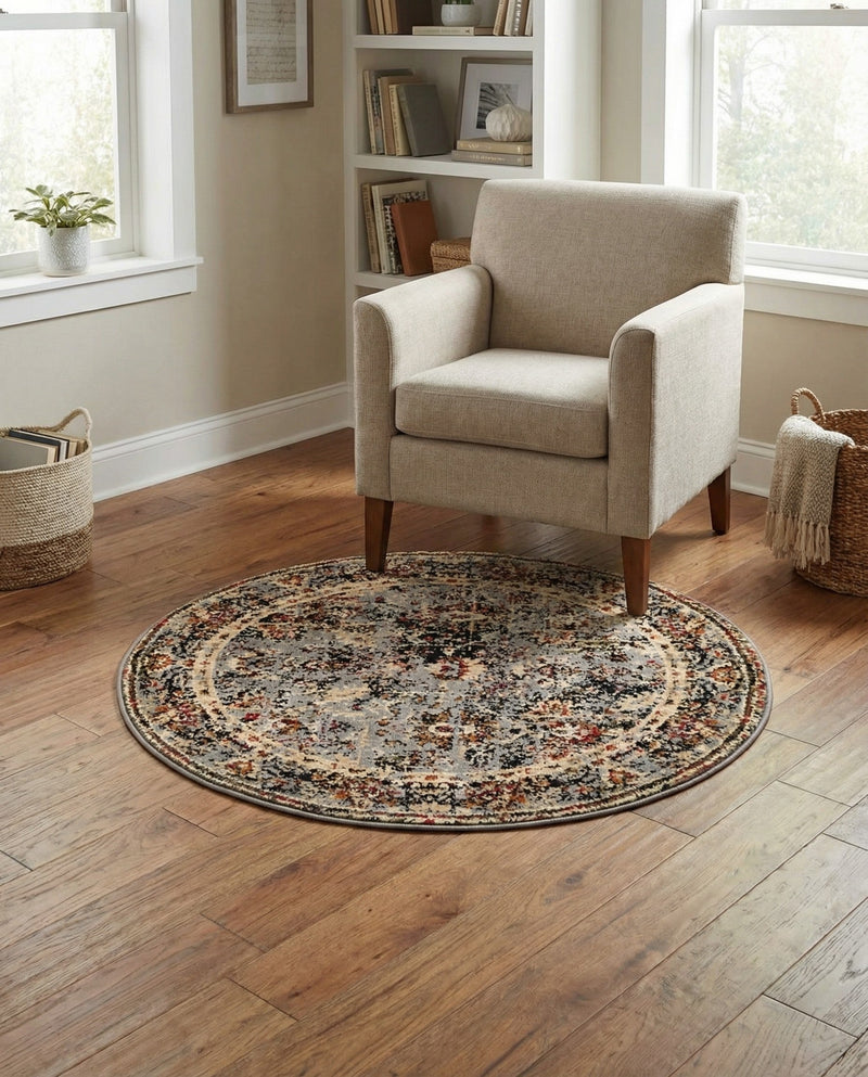 Neptune Elegance Collection Area Rug -  Galatea (Blue) Round Blue  lifestyle 65