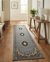 Tabriz Tapestry Collection Area Rug - Azerbaijan (Gray) Runner Gray  lifestyle 35