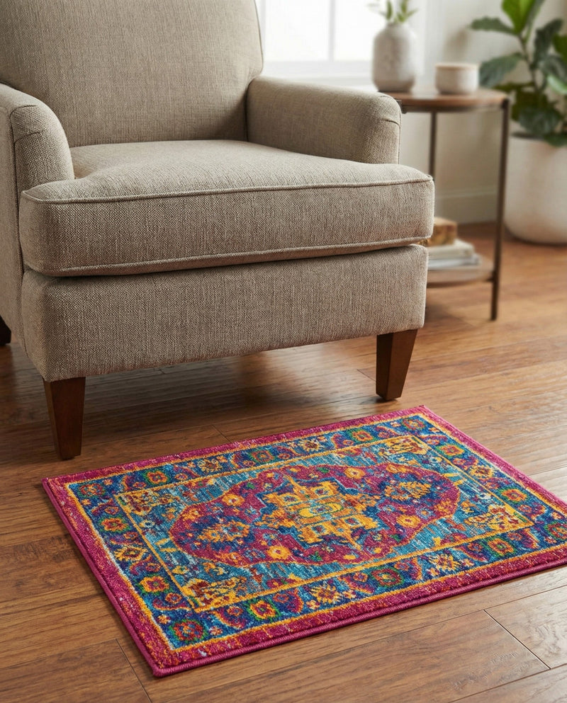 Caribbean Cove Collection Area Rug -  Canouan Rectangle Pink Blue  lifestyle 10