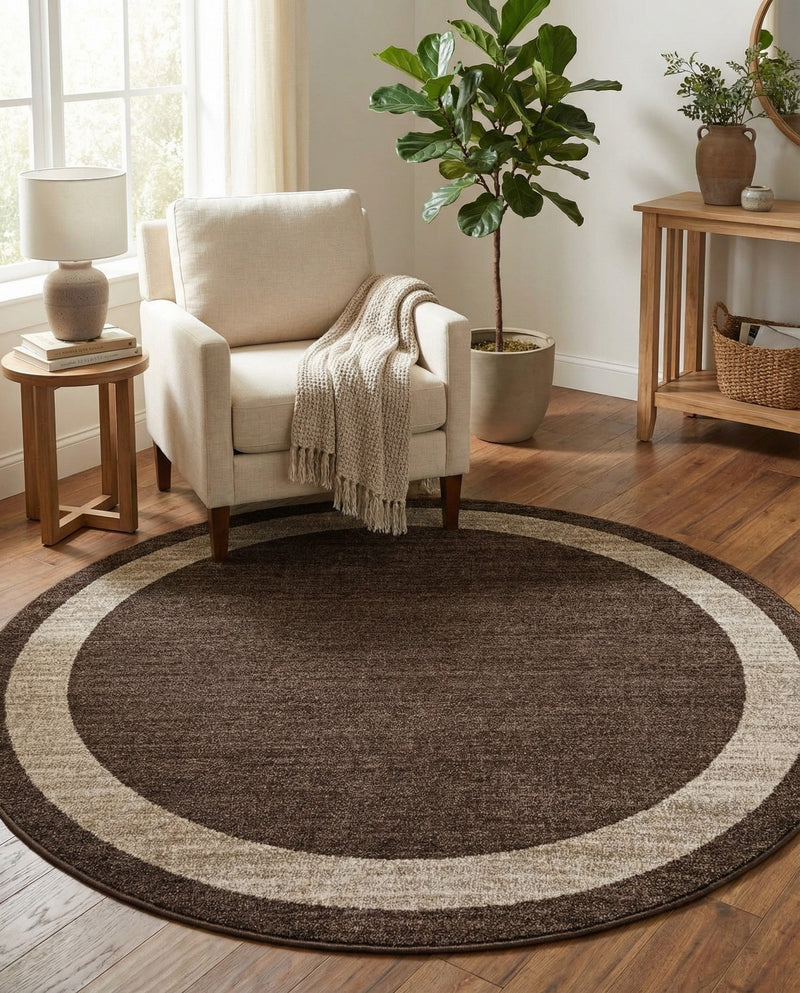 Studio Haven Collection Area Rug -  Alcove (Brown) Round Brown  lifestyle 30