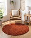 Plush Oasis Collection Area Rug - Serenity (Terracotta) Round Terracotta  lifestyle 44