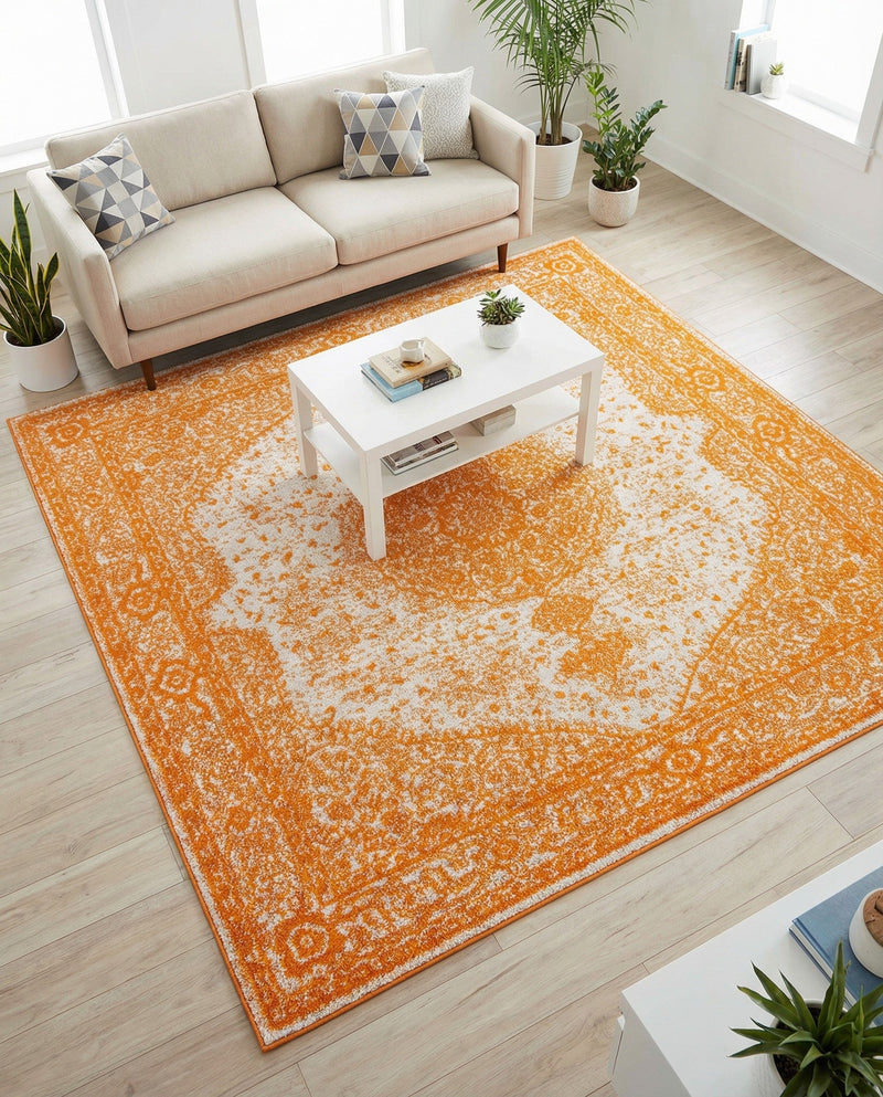Dover Terrace Collection Area Rug - Marina (Orange) Square Orange  lifestyle 75