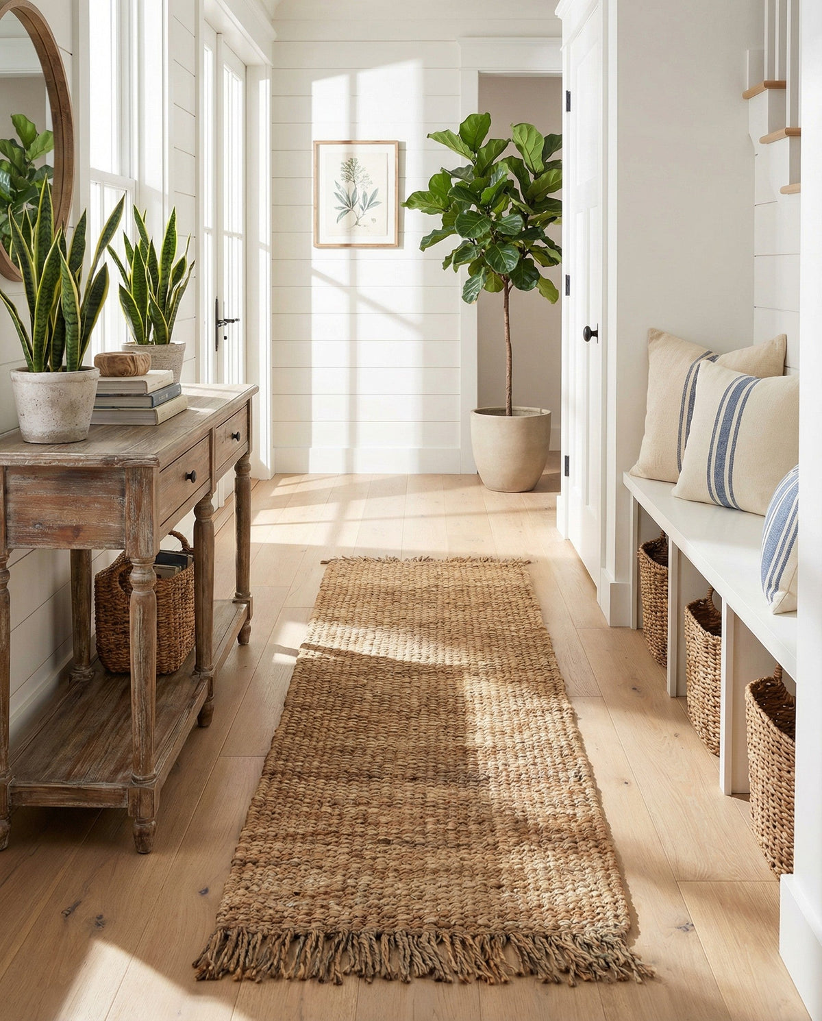 Savannah Jute Collection Area Rug - Seashore Runner Natural  lifestyle 203