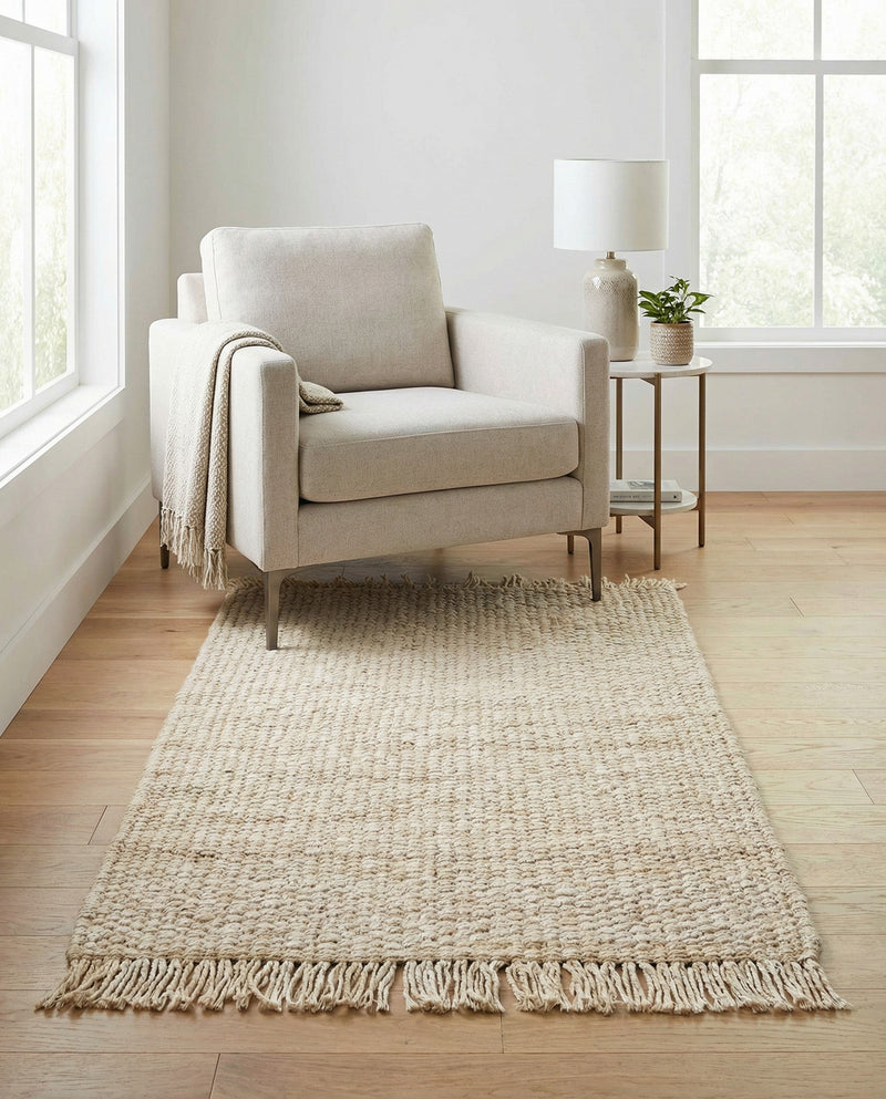 Savannah Jute Collection Area Rug - Seashore Rectangle Ivory  lifestyle 41