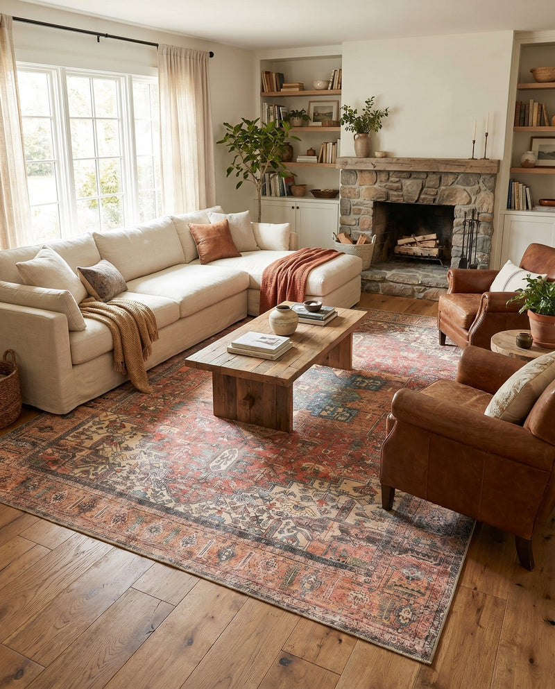 Heritage Elegance Collection Area Rug -  Windsor (Rust Red) Rectangle Rust Red  lifestyle 32