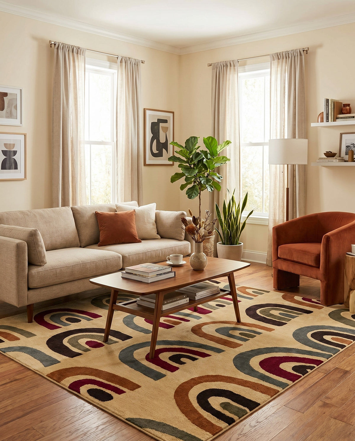 Bistro Lounge Collection Area Rug -  Breve Square Cream  lifestyle 63