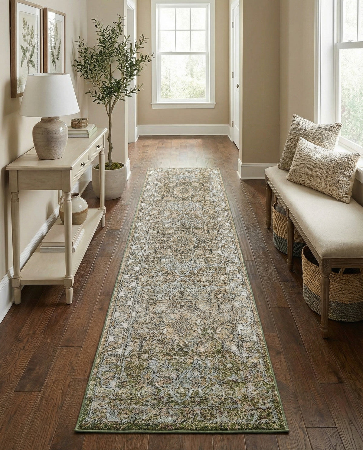 Savannah Soiree Collection Area Rug -  Everglade (Green) Runner Green  lifestyle 99