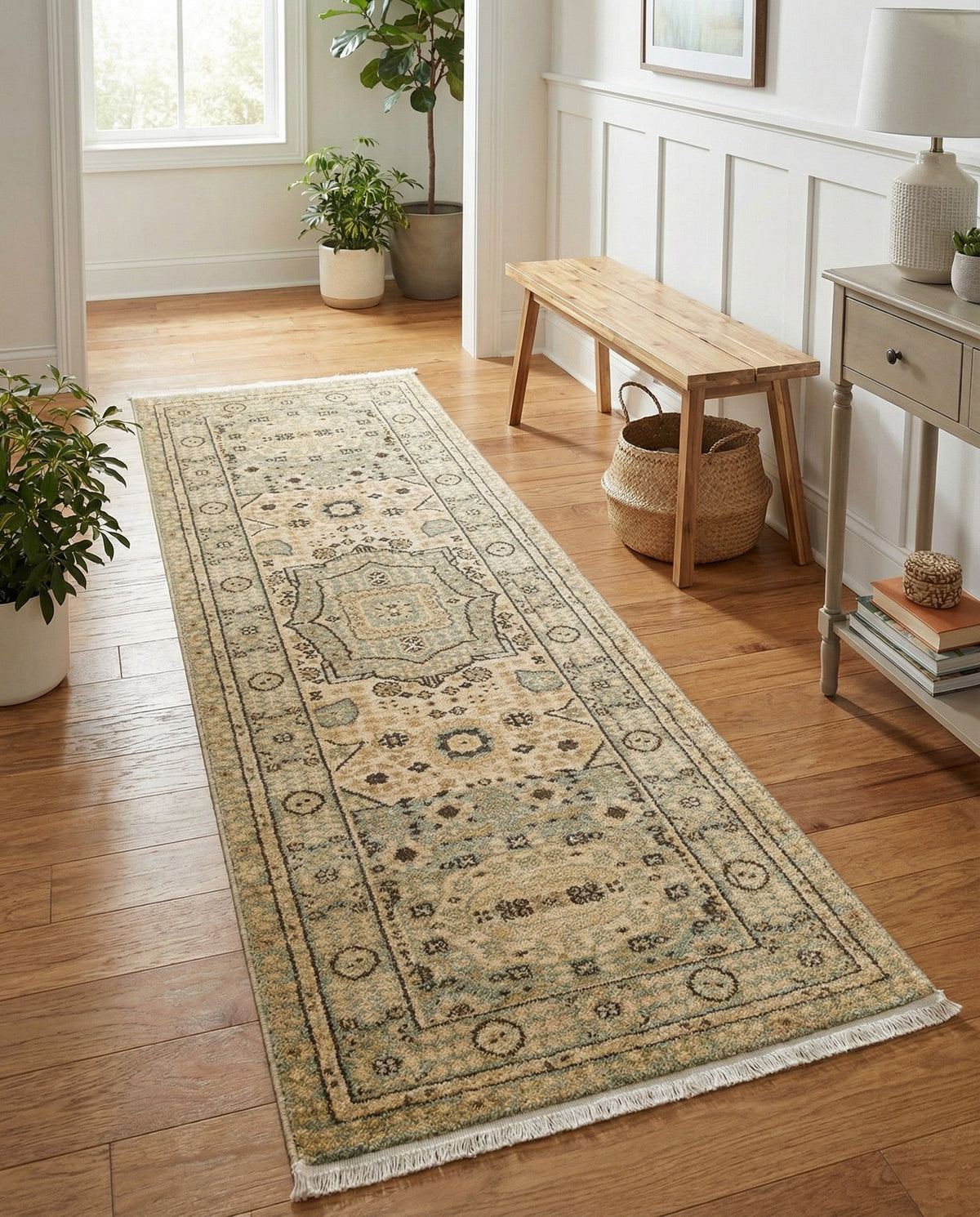 Ottoman Elegance Collection Area Rug - Sultan Runner Light Green  lifestyle 192
