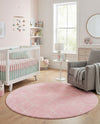 Trellis Mosaic Collection Area Rug - Arborville (Light Pink) Round Light Pink  lifestyle 54
