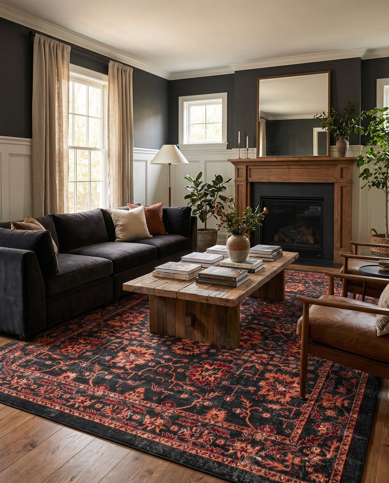 Geneva Terrace Collection Area Rug -  Lausanne Rectangle Black  lifestyle 47