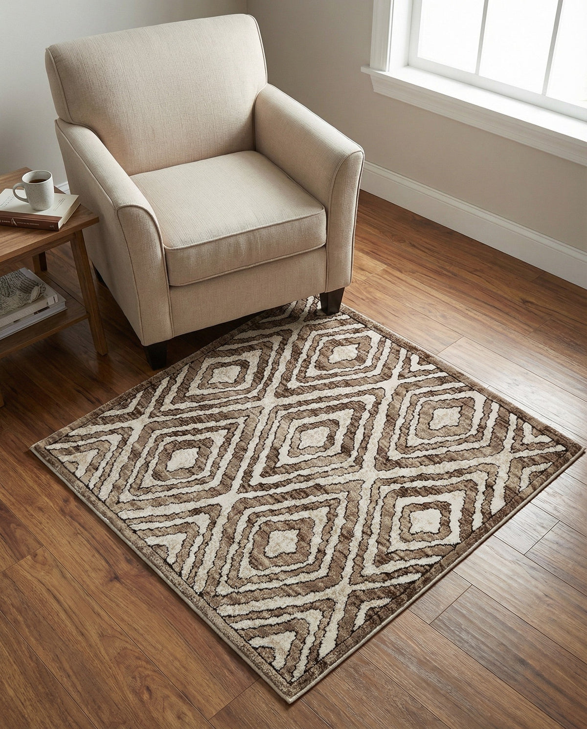 Sanctuary Retreat Collection Area Rug -  Oasis Square Chocolate Brown  lifestyle 62