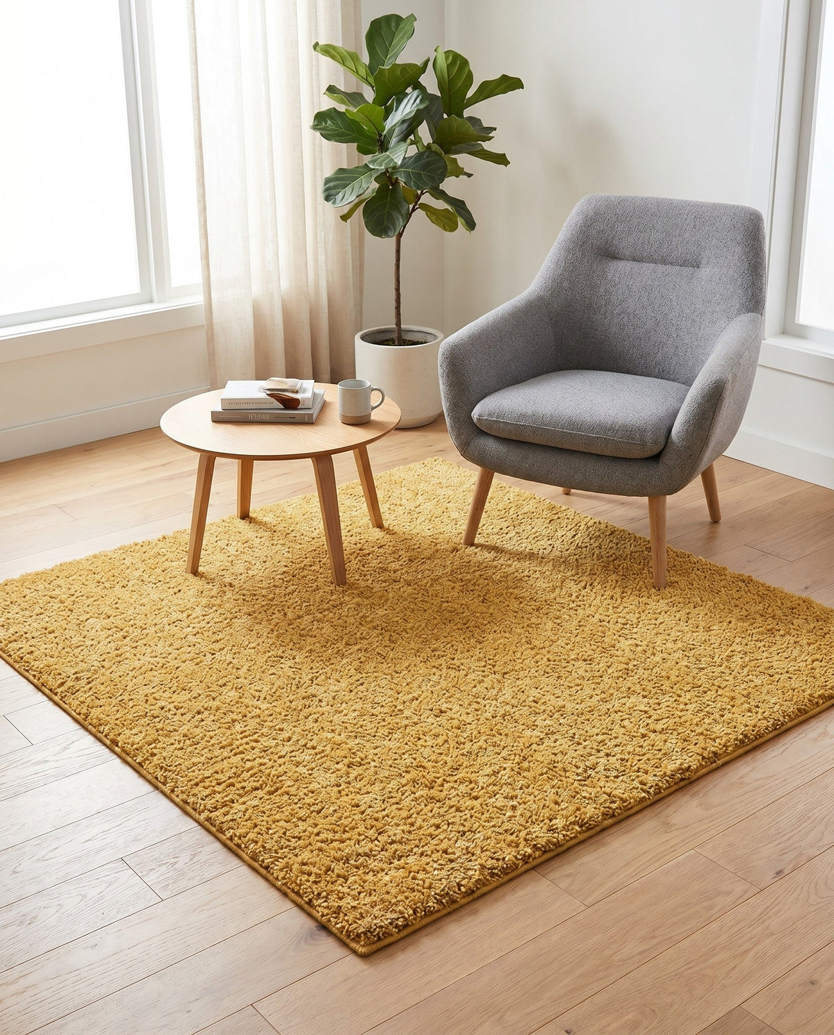 Alpine Plush Collection Area Rug -  Cortina (Sun Yellow) Square Sun Yellow  lifestyle 75