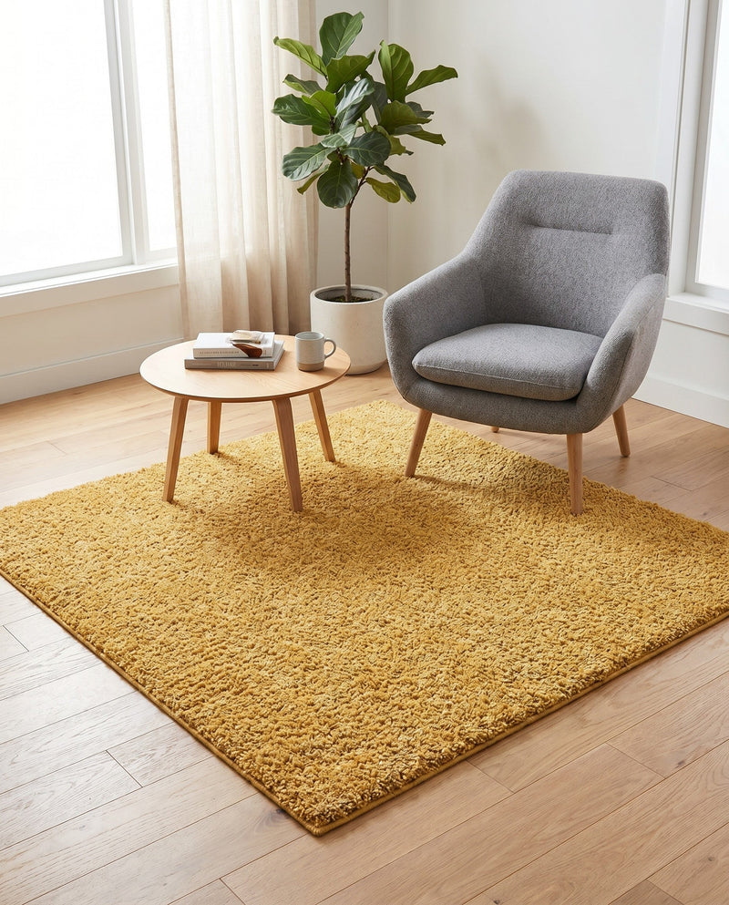 Alpine Plush Collection Area Rug -  Cortina (Sun Yellow) Square Sun Yellow  lifestyle 75