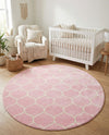 Trellis Mosaic Collection Area Rug -  Pergolatown (Light Pink) Round Light Pink  lifestyle 46