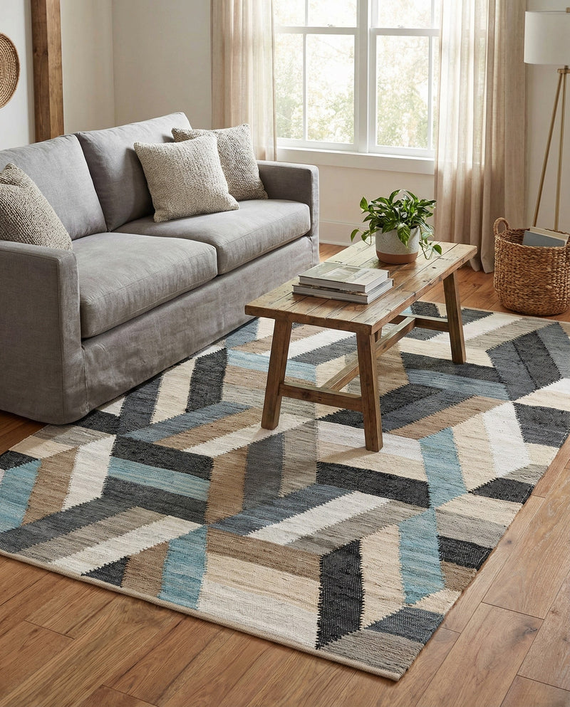 Thar Cotton Collection Area Rug -  Cochin Rectangle Blue  lifestyle 13