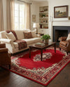 Tabriz Tapestry Collection Area Rug - Azerbaijan (Red) Rectangle Red  lifestyle 5
