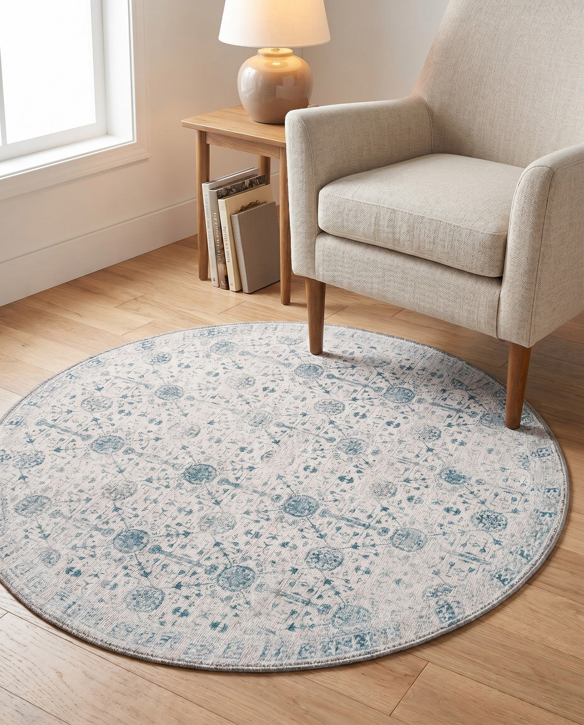 Heritage Elegance Collection Area Rug -  Chatsworth Round Ivory  lifestyle 116