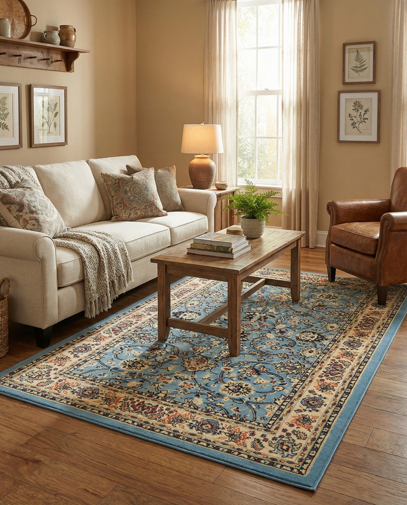Isfahan Elegance Collection Area Rug - Naghsh-e Jahan (Light Blue) Rectangle Light Blue  lifestyle 10